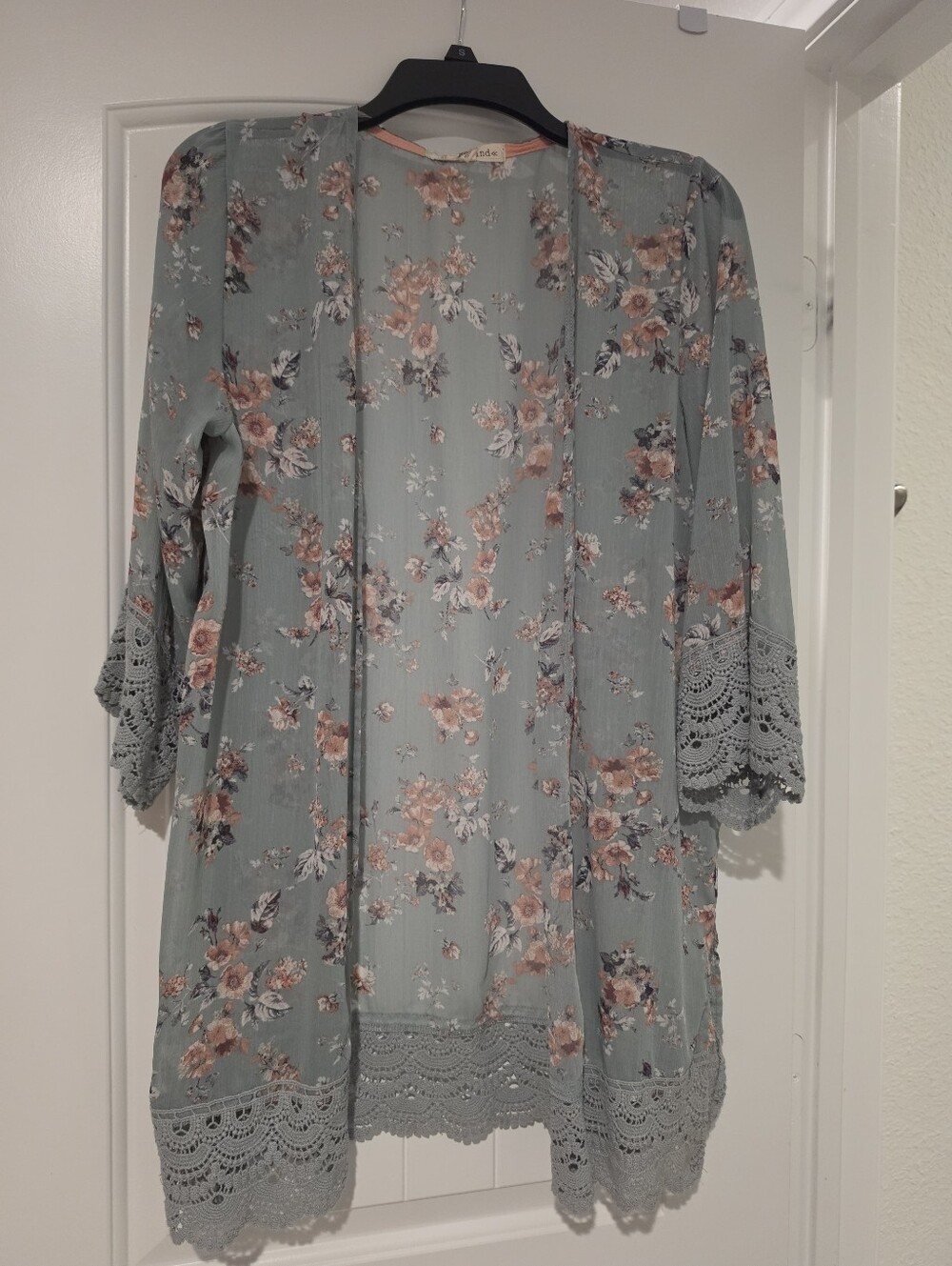 Rewind Sage Green Floral Blouse with Peach Accents